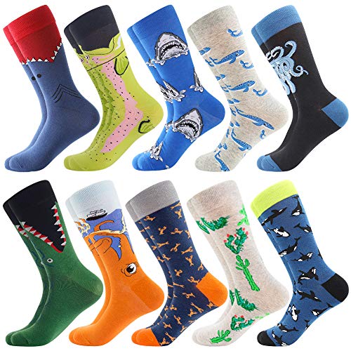 BONANGEL Fun Gemusterte Muster Socken, Herren Lustige Bunte Socken,Herren witzige Strümpfe, Verrückte Socken Modische Mehrfarbig Klassisch als Geschenk, Neuheit Sneaker Crew Socken von BONANGEL