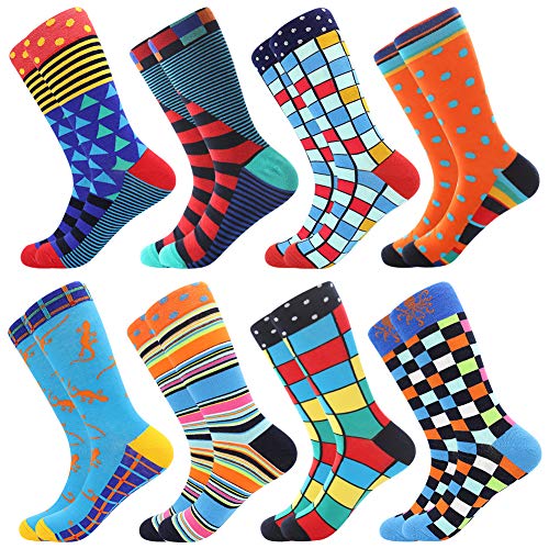 BONANGEL Herren Lustige Bunte Socken, Herren witzige Strümpfe, Fun Gemusterte Muster Socken, Verrückte Socken Modische Mehrfarbig Klassisch als Geschenk, Neuheit Sneaker Crew Socken von BONANGEL