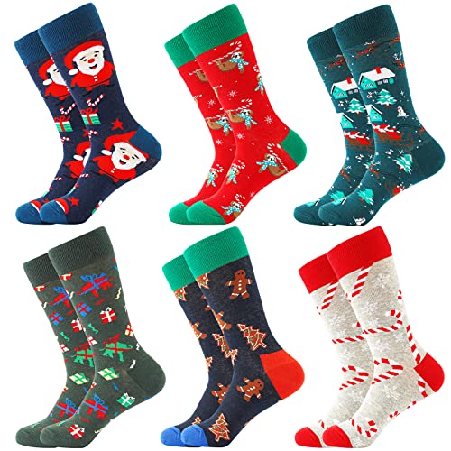 BONANGEL Herren Fun Socken, Mehrfarbig, Cartoon Muster, Weihnachten, Crew-Lang, 1 Stück, 6 Pairs-Christmas5, 39-46 BONANGEL Herren Fun Socken, Mehrfarbig, Cartoon Muster, Weihnachten, Crew-Lang, 1 Stück, 6 Pairs-Christmas5, 39-46 von BONANGEL