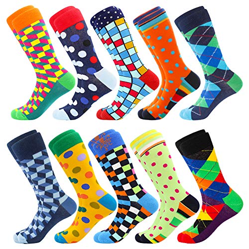 BONANGEL Herren Lustige Bunte Socken, Herren witzige Strümpfe, Fun Gemusterte Muster Socken, Verrückte Socken Modische Mehrfarbig Klassisch als Geschenk, Neuheit Sneaker Crew Socken von BONANGEL