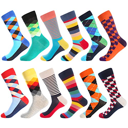 BONANGEL Fun Gemusterte Muster Socken, Herren Lustige Bunte Socken,Herren witzige Strümpfe, Verrückte Socken Modische Mehrfarbig Klassisch als Geschenk, Neuheit Sneaker Crew Socken von BONANGEL