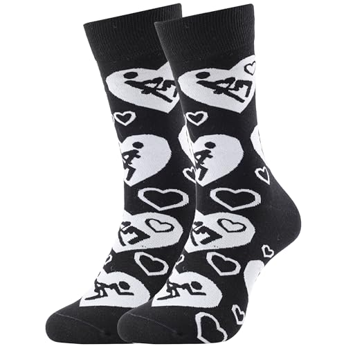 BONANGEL Valentinstag Socken, Pärchensocken Partnersocken Herzsocken Lustige Socken Herren Neuheit Liebeslippen Kusssocken Lustige Geschenke für Freund Freundin Männer Damen von BONANGEL