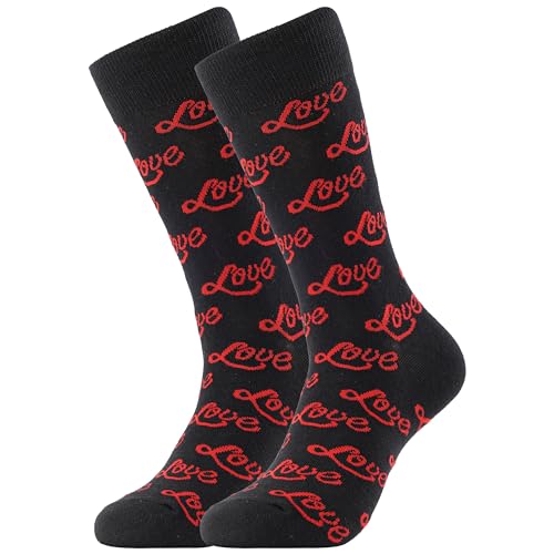 BONANGEL Valentinstag Socken, Pärchensocken Partnersocken Herzsocken Lustige Socken Herren Neuheit Liebeslippen Kusssocken Lustige Geschenke für Freund Freundin Männer Damen von BONANGEL