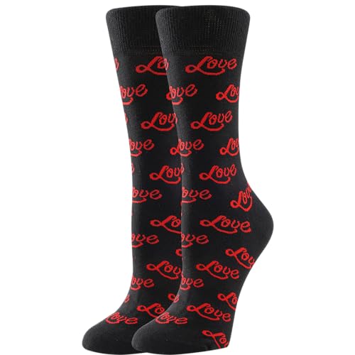 BONANGEL Valentinstag Socken, Pärchensocken Partnersocken Herzsocken Lustige Socken Herren Neuheit Liebeslippen Kusssocken Lustige Geschenke für Freund Freundin Männer Damen von BONANGEL