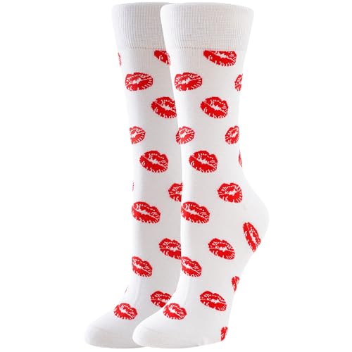 BONANGEL Valentinstag Socken, Pärchensocken Partnersocken Herzsocken Lustige Socken Herren Neuheit Liebeslippen Kusssocken Lustige Geschenke für Freund Freundin Männer Damen von BONANGEL