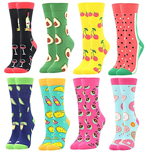 Damen Lustige Bunte Socken,Mädchensocken witzige Strümpfe, Fun Gemusterte Muster Socken, Verrückte Socken Modische Oddsocks Mehrfarbig Klassisch als Geschenk, Neuheit Sneaker (8 Pairs-Tequila) von BONANGEL