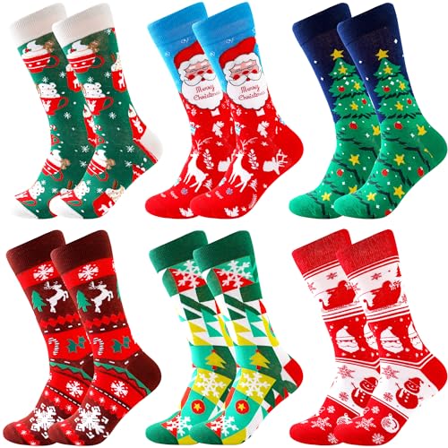 Herren Christmas Socken Lustige Socks Socken für Herren Papa Damen 7 Paare Christmas Design Festive Baumwolle Weihnachtssocken Herren Buntes Socken von BONANGEL