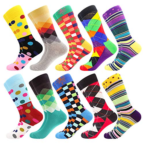 BONANGEL Herren Lustige Bunte Socken, Herren witzige Strümpfe, Fun Gemusterte Muster Socken, Verrückte Socken Modische Mehrfarbig Klassisch als Geschenk, Neuheit Sneaker Crew Socken von BONANGEL