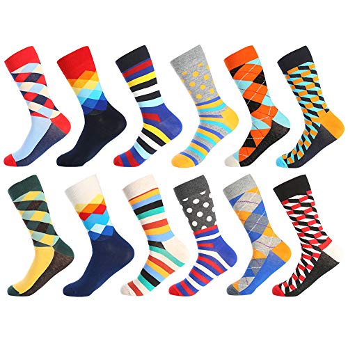 BONANGEL Fun Gemusterte Muster Socken, Herren Lustige Bunte Socken,Herren witzige Strümpfe, Verrückte Socken Modische Mehrfarbig Klassisch als Geschenk, Neuheit Sneaker Crew Socken von BONANGEL