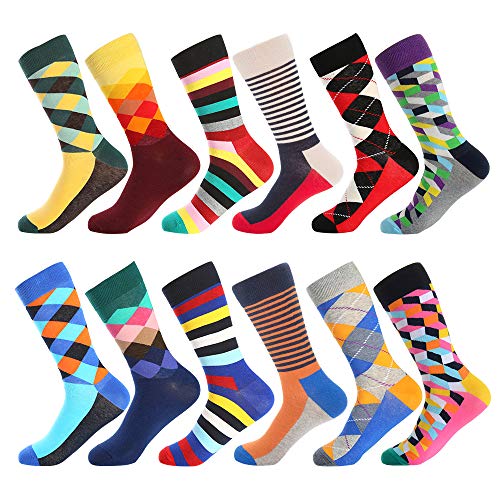 BONANGEL Herren Lustige Bunte Socken, Herren witzige Strümpfe, Fun Gemusterte Muster Socken, Verrückte Socken Modische Mehrfarbig Klassisch als Geschenk, Neuheit Sneaker Crew Socken von BONANGEL