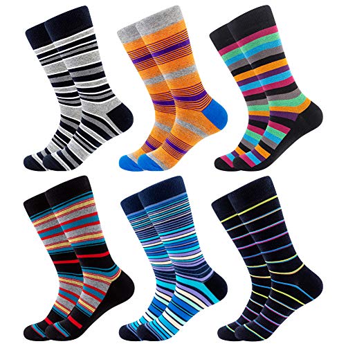 BONANGEL 6 paar Herren Lustige Bunte Socken,Herren witzige Strümpfe, Fun Gemusterte Muster Socken, Verrückte Socken Modische Mehrfarbig Klassisch als Geschenk, Neuheit Sneaker Crew Socken von BONANGEL