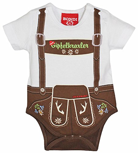 BONDI Baby Body Lederhose ´Gipfelkraxler´ Herzbube Gr. 86 von BONDI