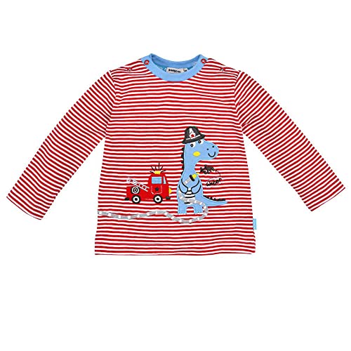 Bondi Baby Jungen Langarmshirt Feuerwehrdino 91482 - Rot/Weiß | Pullover Gr. 74 von Bondi