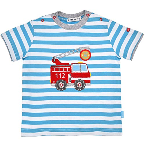 Bondi Baby Jungen T-Shirt Feuerwehr 91481 - Blau/Weiß | Kurzarmshirt Gr. 80 von Bondi