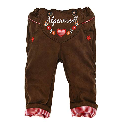 BONDI Baby-Kunstlederhose „Alpenmadl“ Gr. 110 I Schöne Mädchen-Hose in Braun, gefüttert I Lederhose für Kinder & Kleinkinder aus Lederimitat I Wunderschöne & Bequeme Kinderbekleidung von BONDI