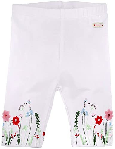 Bondi Capri Leggings Blumenwiese mit Stickerei 86627 - Weiß/Bunt | Baby Kinder Sommerhose Gr. 80 von Bondi