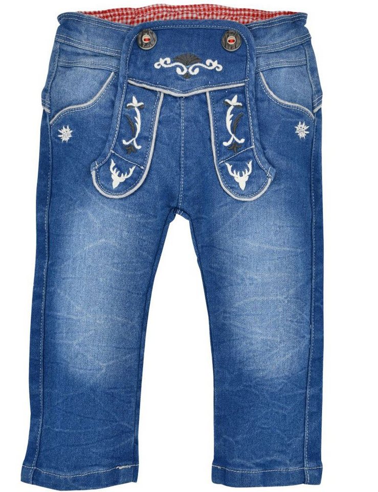 BONDI Jogg Pants Lange Trachten Jeans Gipfelkraxler" für Baby und Jungen 91469, Elastische Kinderhose - Blau" von BONDI