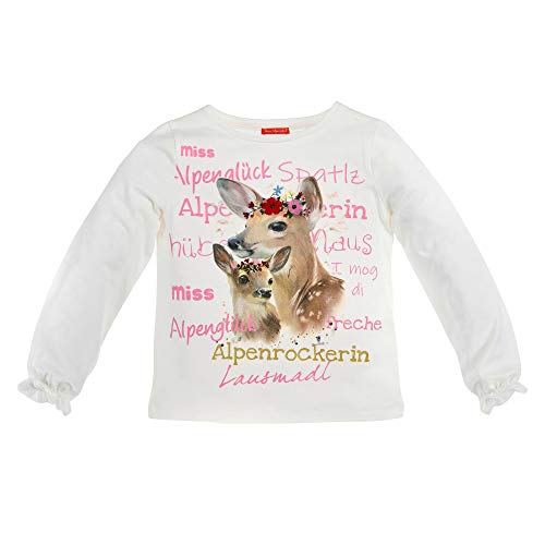 Bondi Mädchen Langarm Shirt Miss Alpenglück Bambi 26070 - Weiß Gr. 128 von Bondi