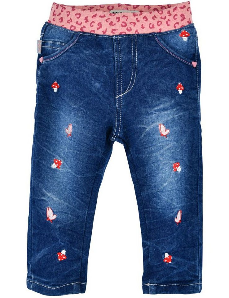 BONDI Schlupfjeans Lange Jeans Katze" für Mädchen 86517, Elastische Kinder Jogg Denim Schlupfhose - Blau Rosa Schlupfhose, Elastisch" von BONDI