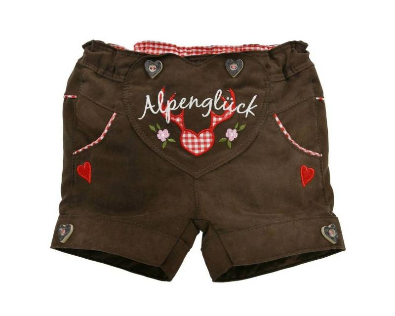 BONDI Shorts Mädchen Shorts Hose Alpenglück" 86277 - Braun Rot, Baby Kindermode Kurze Hose" von BONDI