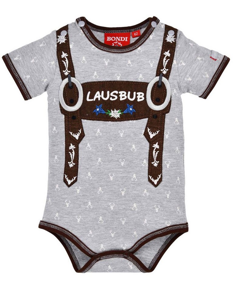 BONDI Strampler BONDI Baby Kurzarm Body 'Lausbub' 91528, Grey Mel von BONDI