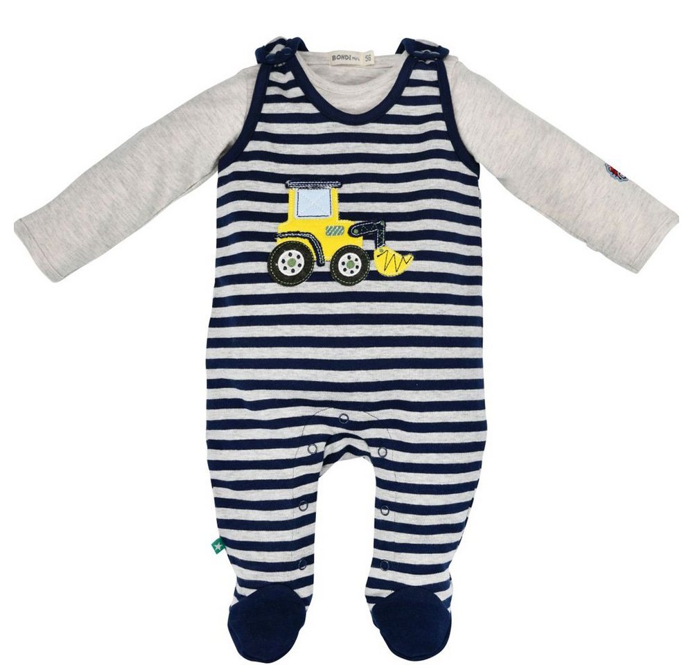 BONDI Strampler Baby Jungen Newborn Anzug Bagger" geringelt 2-tlg. 93654, Blau Natur (2-tlg)" von BONDI