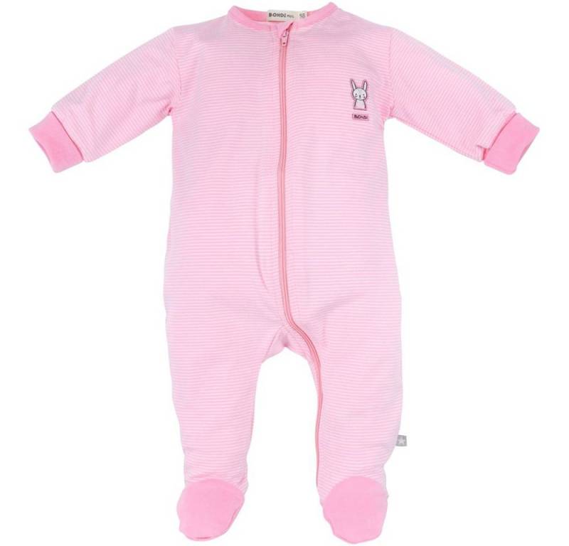 BONDI Strampler Baby Newborn Overall Häschen" geringelt 93637, Rosa / Weiß (1-tlg)" von BONDI