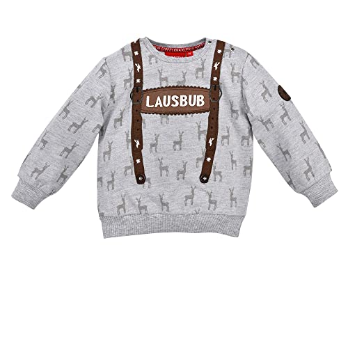 BONDI Sweatshirt ´Lausbub´, Grey-Melange 74 Tracht Baby Jungs Artikel-Nr.91635 von BONDI