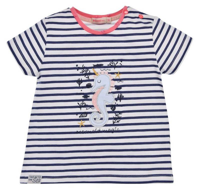 BONDI T-Shirt Baby Mädchen T-Shirt 'Seepferd' 86691, Navy Gestr von BONDI