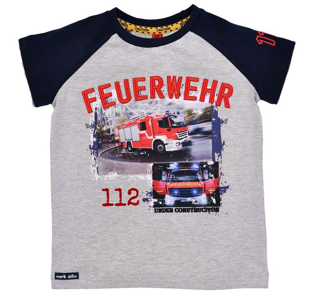 BONDI T-Shirt Jungen Kurzarm T-Shirt 'Feuerwehr' 33148, Grau Me von BONDI