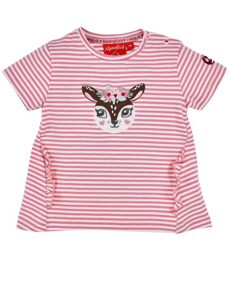 BONDI T-Shirt Mädchen T-Shirt 'Spatzl' mit Reh 86844, Rosa Weiß von BONDI