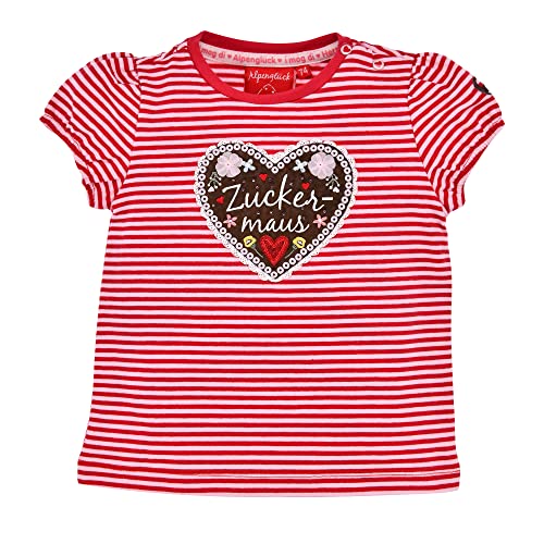 BONDI T-Shirt halbarm Geringelt ´Zuckermaus´, Stripe red/Rose 104 Tracht Baby Mädchen Artikel-Nr.86750 von BONDI