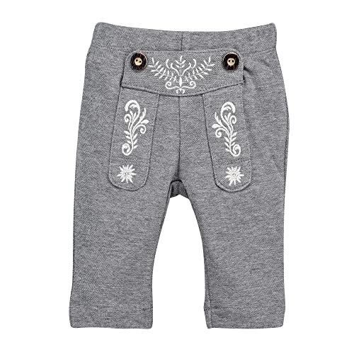 BONDI Trachten Laufhose Babyhose Unisex grau-Melange 100% Baumwolle, Gr. 62 von BONDI