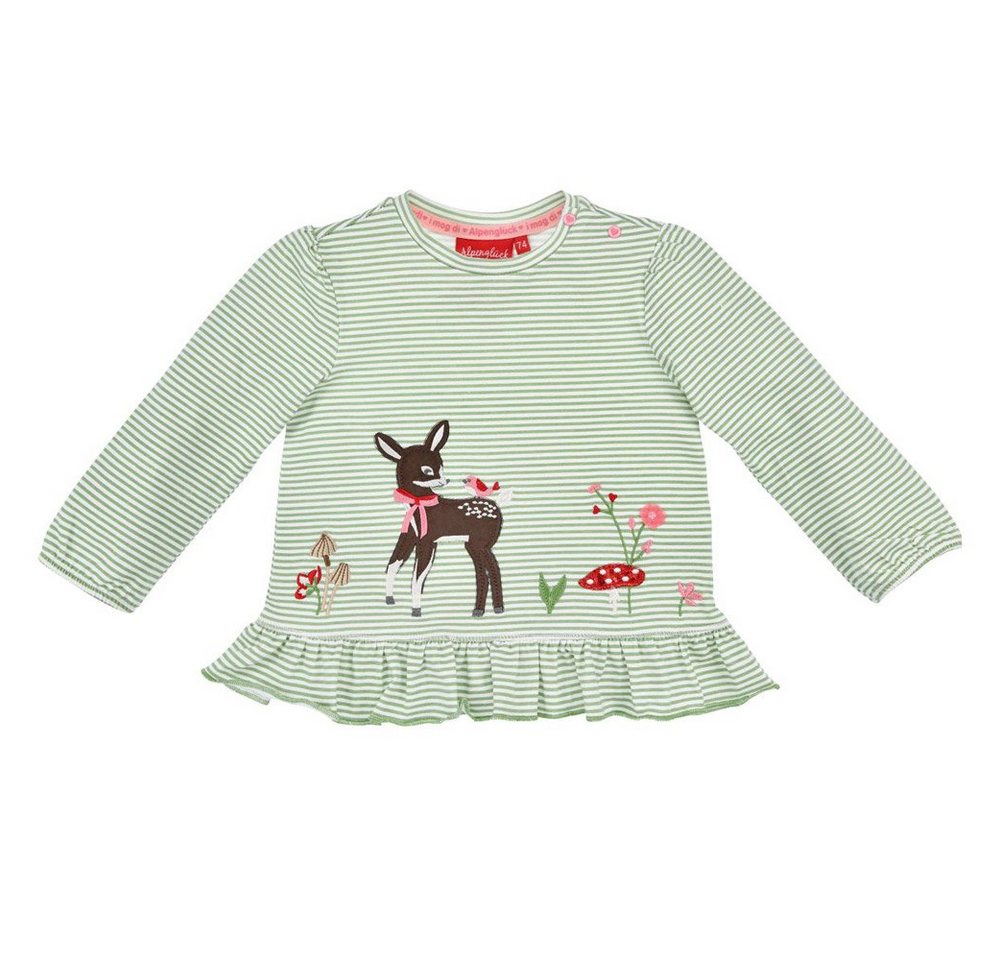 BONDI T-Shirt Baby Mädchen Langarmshirt 'Rehkitz' 86673, Grün/W von BONDI