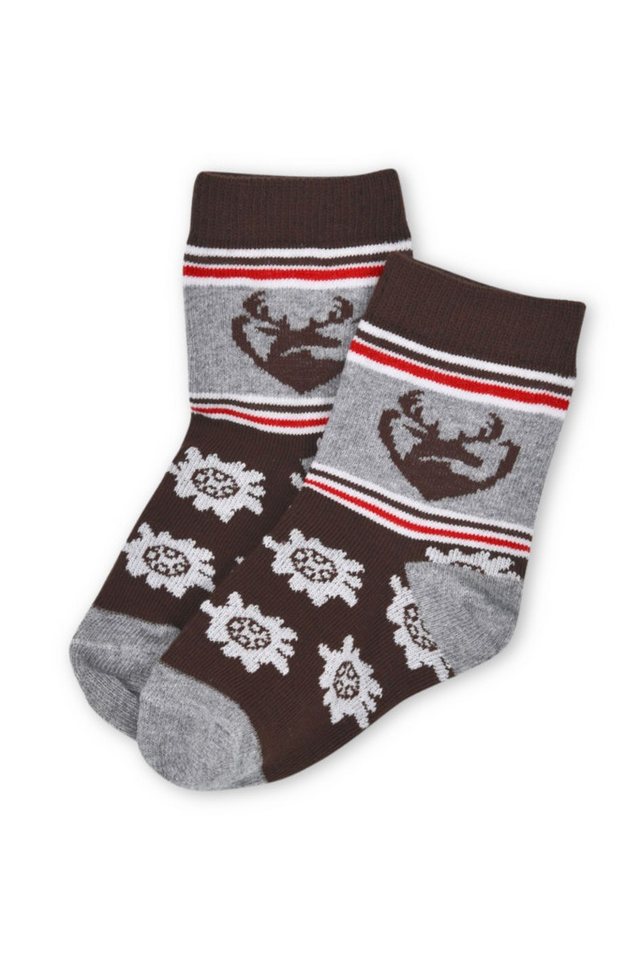 BONDI Trachtenkleid Trachten Baby Socken - HIRSCHL - grau/braun von BONDI