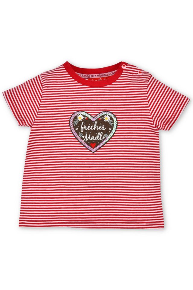 BONDI Trachtenbluse Trachtenshirt Baby/Kind - FRECHES MADL - rot/weiß geringelt von BONDI