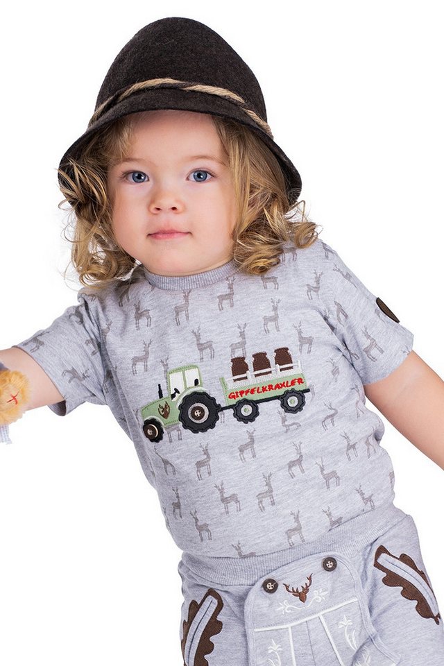 BONDI Trachtenhemd Trachtenshirt Baby/Kleinkind - TRAKTOR - hellgrau von BONDI