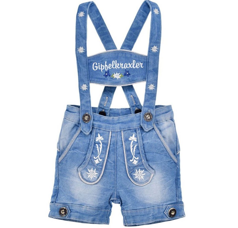 BONDI Trachtenlederhose BONDI Baby Jungen Jeans Latzshort 'Gipfelkraxler' von BONDI