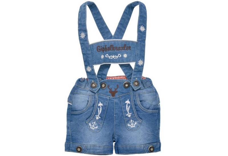 BONDI Trachtenlederhose BONDI Baby Jungen Jeans Latzshort 'Gipfelkraxler' von BONDI