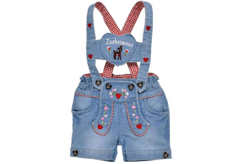 BONDI Trachtenlederhose BONDI Baby Mädchen Jeans Latzshort 'Zuckermaus' 86 von BONDI