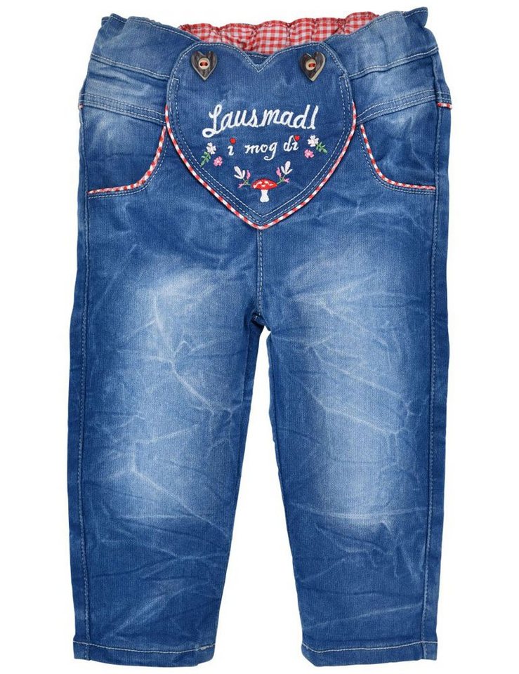 BONDI Trachtenlederhose BONDI Baby Mädchen Jeans 'Lausmadl' 86684, Blue d von BONDI