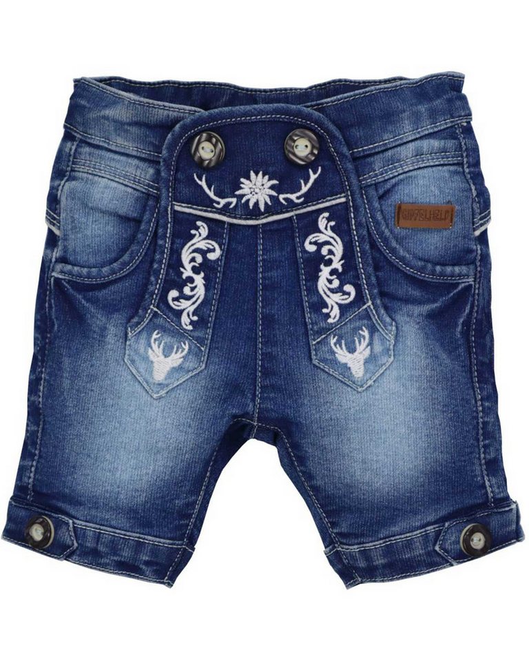 BONDI Trachtenlederhose Jungen Trachten Jeans Bermuda 'Gipfelkraxler' 9172 von BONDI