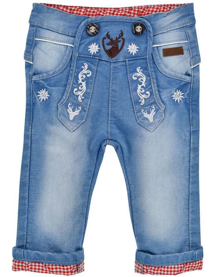 BONDI Trachtenlederhose Lange Baby Jungen Jeans 'Gipfelkraxler' 91725, Bl von BONDI