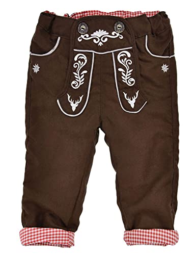 BONDI Baby-Trachten Laufhose gefüttert in Lederhose-Look Braun Trachtenmode für Babys & Kleinkinder, Gr. 68 von Bondi