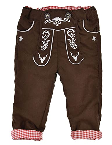 BONDI Baby-Trachten Laufhose gefüttert in Lederhose-Look Braun Trachtenmode für Babys & Kleinkinder, Gr. 86 von Bondi
