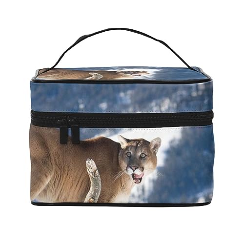 Abstrakte Illustration Reise Make-up Tasche für Frauen, Wasserbeständige Kosmetiktasche Faltbare Kulturbeutel Lehrer Geschenke, Panther Mountain Lion, Einheitsgröße von BONDIJ