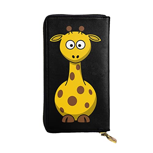 BONDIJ Cartoon Giraffe Damen Geldbörsen PU Leder Lange Reißverschluss Kartenetui Mehrere Kartenfächer Clutch, Schwarz , Einheitsgröße von BONDIJ