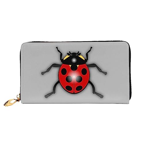 BONDIJ Damen Geldbörsen - PU-Leder Langer Reißverschluss Kartenetui - Cartoon Marienkäfer Mehrere Kartenfächer Clutch für Frauen, Schwarz, Einheitsgröße, Schwarz , Einheitsgröße von BONDIJ