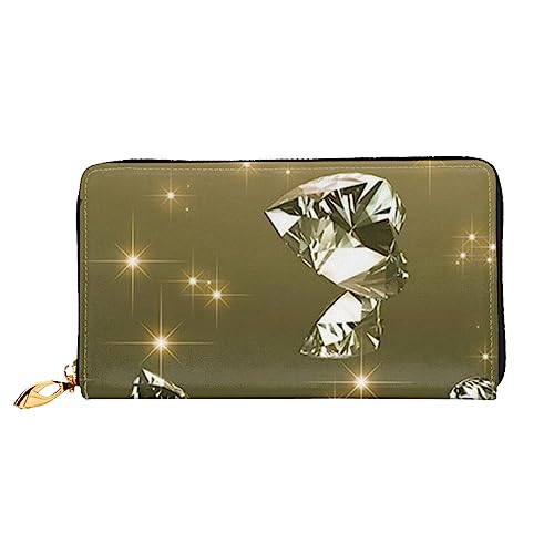 BONDIJ Damen Geldbörsen - PU-Leder Langer Reißverschluss Kartenetui - Glänzender Diamant Mehrere Kartenfächer Clutch für Frauen, Schwarz, Einheitsgröße, Schwarz , Einheitsgröße von BONDIJ