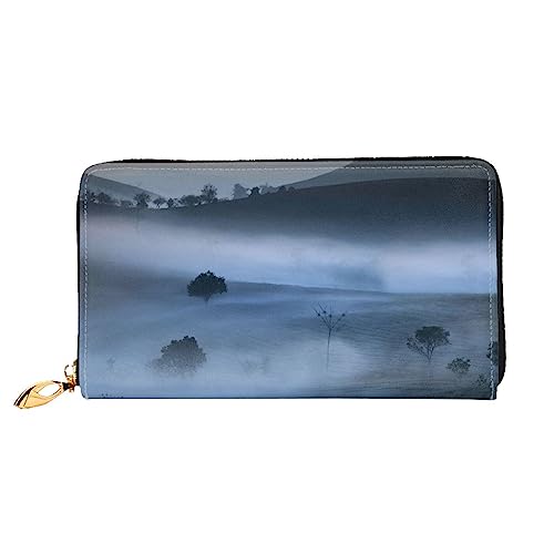 BONDIJ Damen Geldbörsen - PU-Leder Langer Reißverschluss Kartenetui - Tea Field Mehrere Kartenfächer Clutch für Frauen, Schwarz, Einheitsgröße, Schwarz , Einheitsgröße von BONDIJ